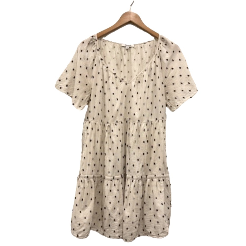 MADEWELL Lorelei Dress Linen Blend Cotton Clip Dot Size Small